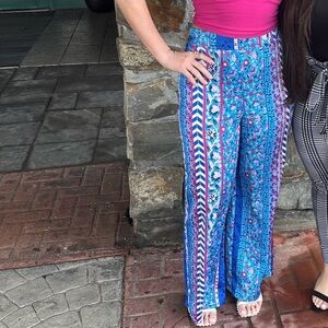 Colorful Patterned Wide-Leg Pants